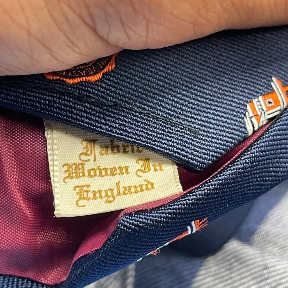 Vintage England Eljo's University of Virginia UVA Rotunda Navy Blue Silk Tie